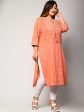 Swasti Women Peach-Coloured Ethnic Motifs Embellished Floral Kurta Supply