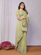 Green Pure Georgette Embroidered Saree With Stitched Blouse - Nimaya Kaksha Online