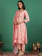 Sangria Floral Printed & Embroidered Kurta & Trouser With Dupatta Sale