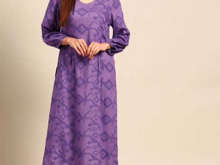 Anouk Women Purple Ethnic Motifs Printed Regular A-line Kurta with Trousers For Sale