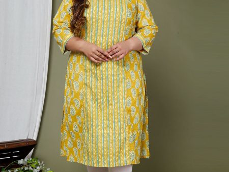 Swasti Ethnic Motif Printed V Neck Pure Cotton Kurta Online Sale