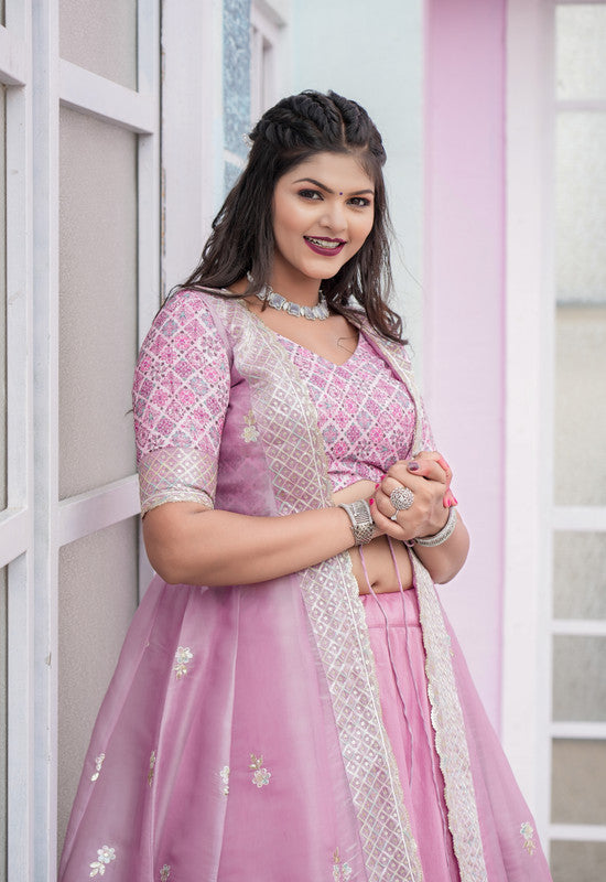 Malishka Export Pink Joya Silk With Embroidery Lehenga Choli Set - Pink Online