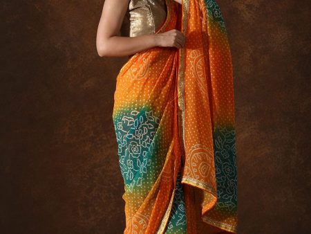 Mitera Bandhani Sequinned Organza Bandhani Saree Hot on Sale