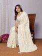 White Pure Georgette Embroidered Saree With Stitched Blouse - Nimaya Kaksha Online