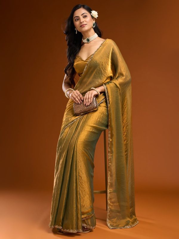 kasee Solid Beads and Stones Saree For Cheap