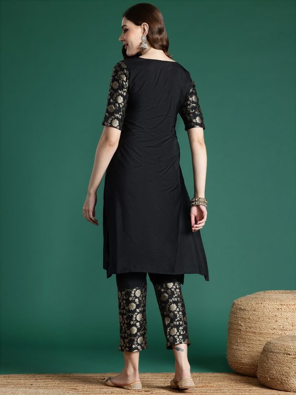 Sangria Floral Woven Designed Straight Kurta Set Online Hot Sale