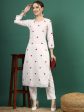 Sangria Floral Embroidered Thread Work Pure Cotton Straight Kurta Cheap