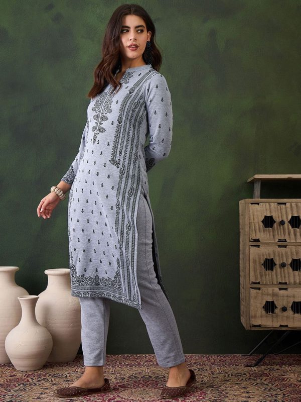 Sangria Self Design Winter Kurta & Trouser Fashion