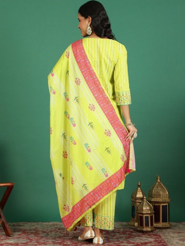 Sangria Pure Cotton Embroidered Kurta & Trouser With Dupatta Online now