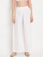 TAG 7 Women White Solid Straight Palazzos Cheap