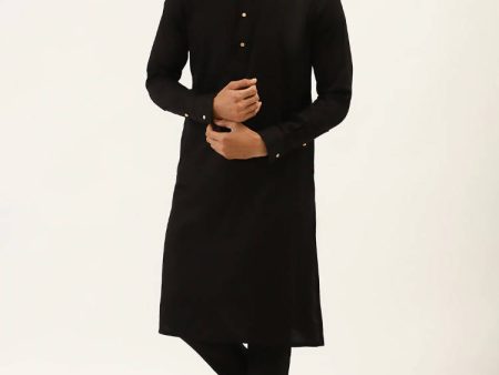 Manyavar Men Black Solid Kurta with Pyjamas Sale