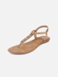 Anouk Beige Embellished T-Strap Flats With Backstrap Sale