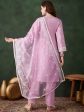 Sangria Lavender Floral Embroidered Thread Work Cotton Kurta & Trouser With Dupatta Online Hot Sale