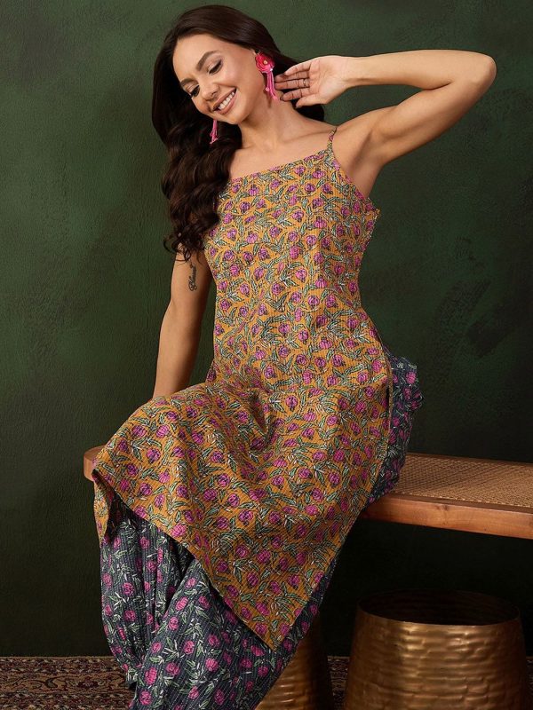 Sangria Printed Kurta With Trouser Cheap