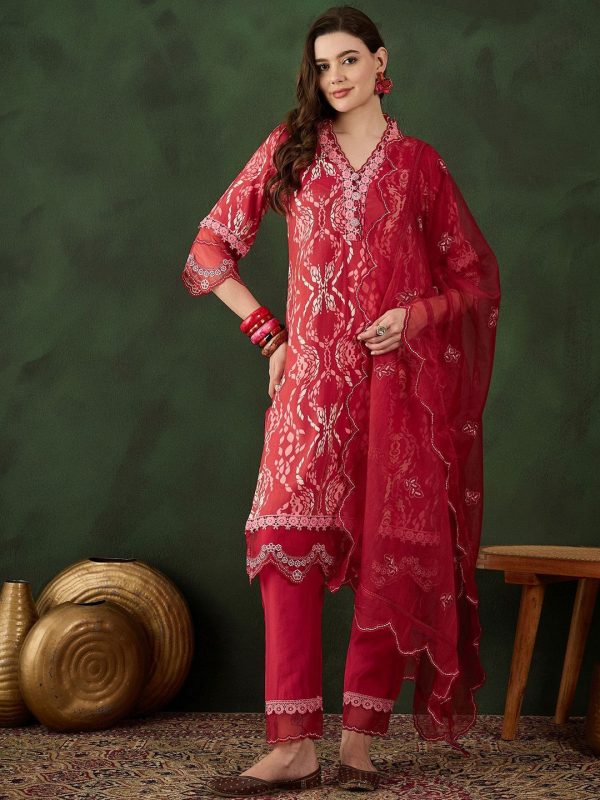 Sangria Printed Kurta & Trouser With Dupatta Online Hot Sale