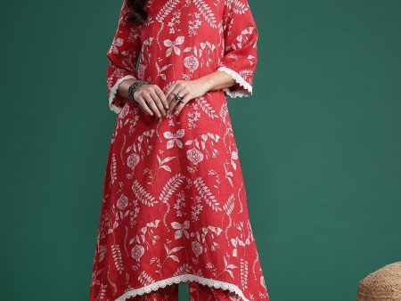 Sangria Printed Pure Cotton Kurta with Trousers For Cheap