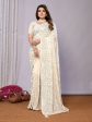 White Pure Georgette Embroidered Saree With Stitched Blouse - Nimaya Kaksha Online