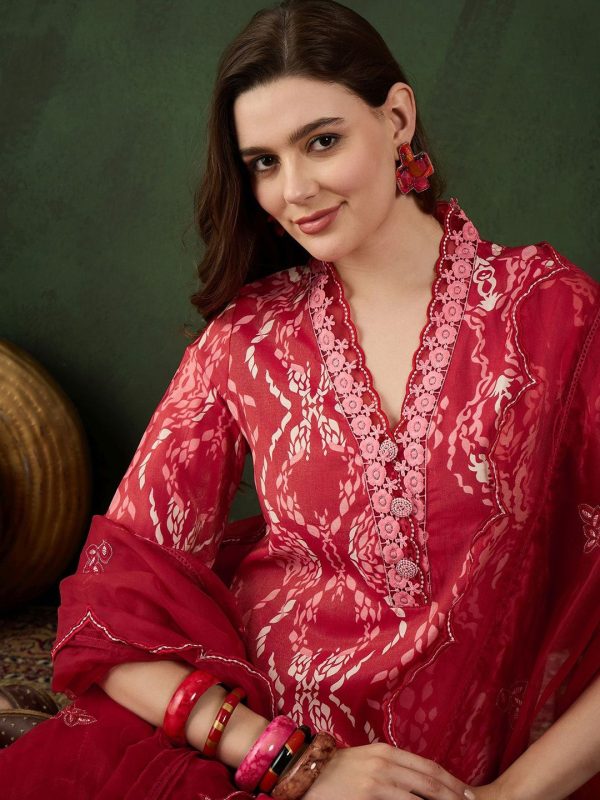 Sangria Printed Kurta & Trouser With Dupatta Online Hot Sale