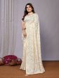 White Pure Georgette Embroidered Saree With Stitched Blouse - Nimaya Kaksha Online