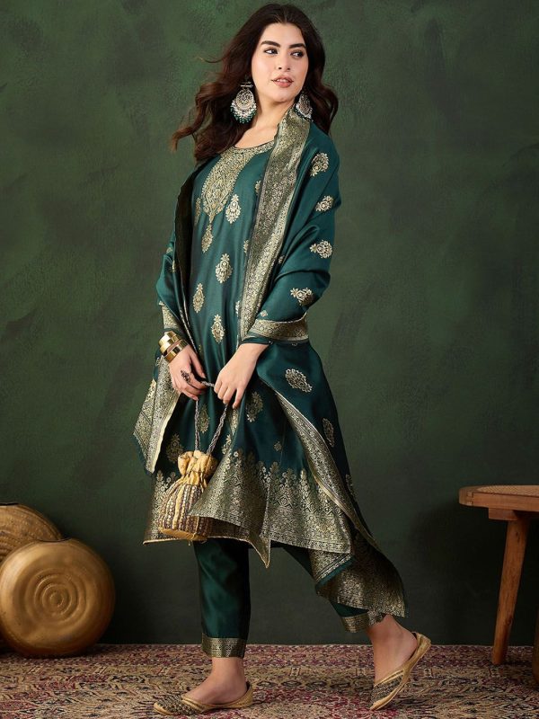 Sangria Woven Design Kurta & Trouser With Dupatta Online Hot Sale