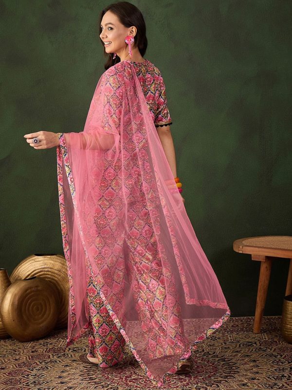 Sangria Printed Straight Kurta & Trouser With Dupatta Discount