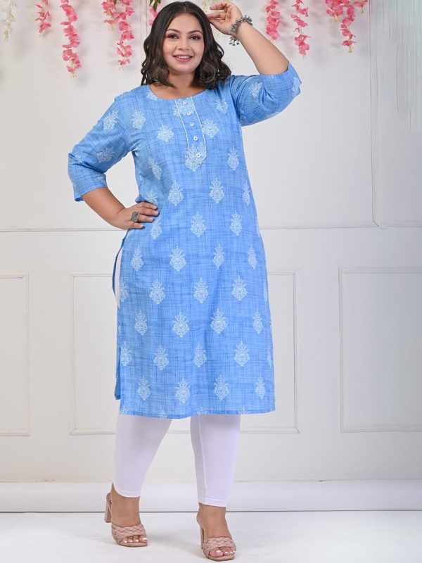 Swasti Ethnic Motifs Block Printed Pure Cotton Kurta on Sale