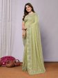 Green Pure Georgette Embroidered Saree With Stitched Blouse - Nimaya Kaksha Online