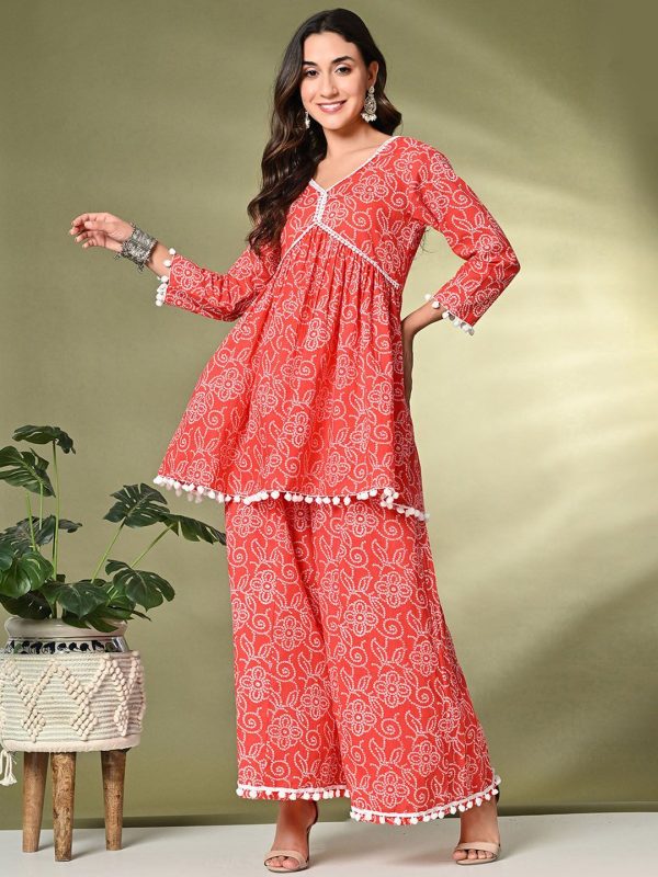 Sangria Printed Pure Cotton Kurti With Palazzo For Discount