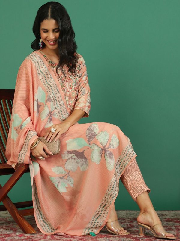 Sangria Printed Round- Neck Kurta & Trousers With Dupatta Fashion