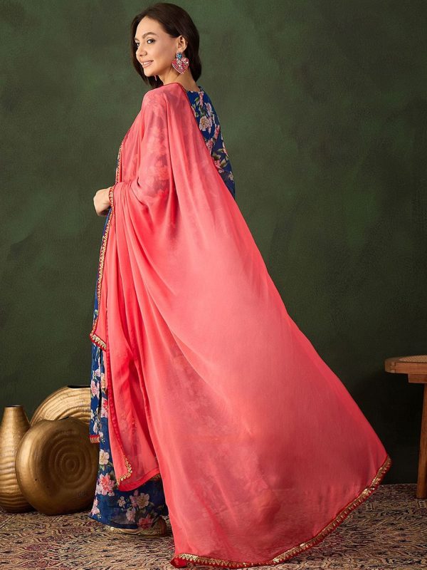 Sangria Printed Kurta, Palazzo With Dupatta Discount