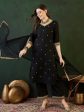 Sangria Zari Sequence Embroidered Straight Kurta & Trousers With Dupatta For Cheap