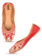 DESI COLOUR Embellished Round Toe Velvet Mojaris Discount