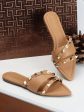 DressBerry Beige Embellished Open Toe Flats Online Hot Sale