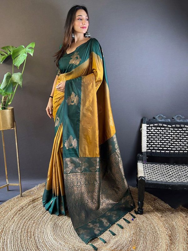 Mitera Woven Design Zari Tussar Saree For Cheap