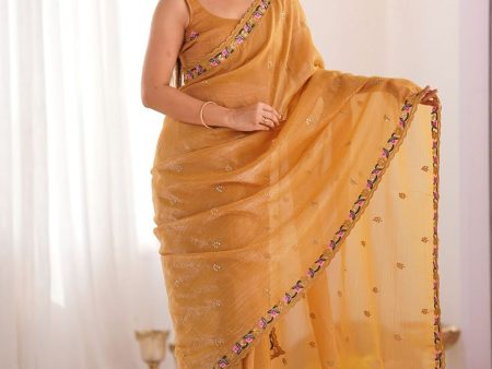 Mitera Embellished Sequinned Silk Blend Saree For Sale