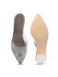 DressBerry Grey Embellished Peep Toes Block Heels Discount