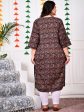 Swasti Brown Floral Printed Cotton Straight A-Line Kurta For Sale