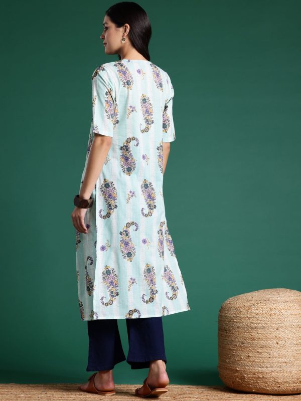 Sangria Floral Print Pleated Empire Kurta Online Sale