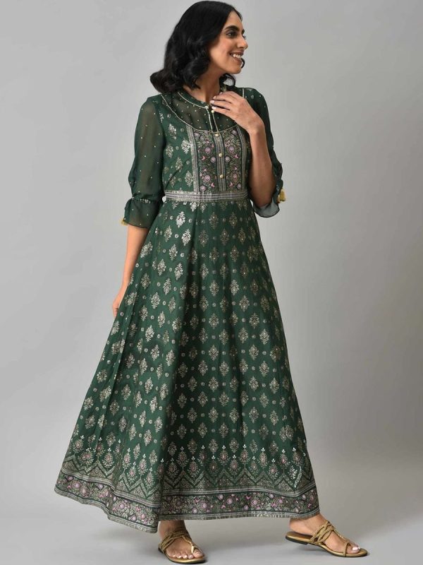 AURELIA Green Ethnic Motifs Ethnic Maxi Maxi Dress Online Sale