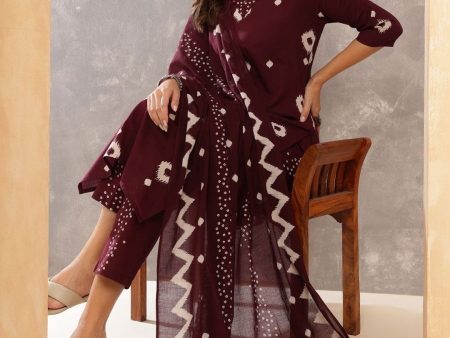 Anouk Women Printed Regular Pure Cotton Kurta With Trousers & Dupatta on Sale