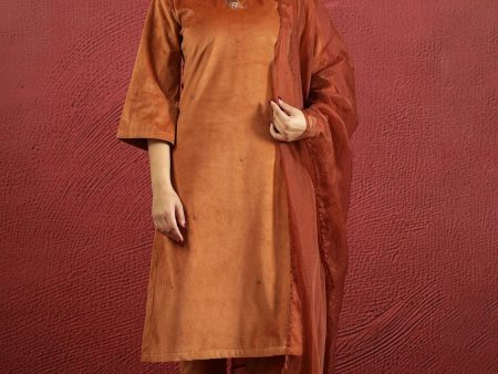 Sangria V-Neck Kurta & Trouser With Dupatta Online Hot Sale