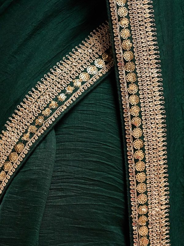 kasee Solid Embroidered Pure Silk Saree Hot on Sale