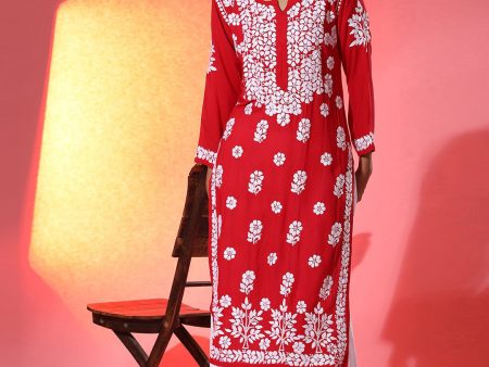 HOUSE OF KARI Women Embroidered Chikankari Cotton Kurta Online now