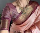 Malishka Export Cotton Silk Woven Ready To Wear Saree With Blouse Piece - Brown Online now