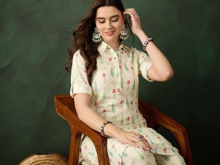 Sangria Printed Kurta With Trousers Hot on Sale