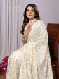 White Pure Georgette Embroidered Saree With Stitched Blouse - Nimaya Kaksha Online