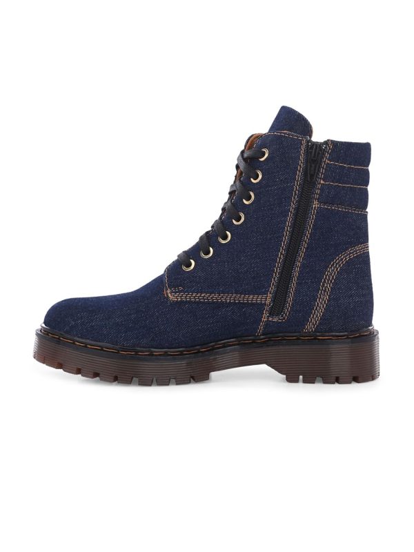 Delize Women Textured Mid Top Canvas Lace Up Regular Boots Online