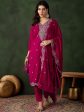 Sangria Floral Embroidered Straight Kurta & Trouser With Dupatta For Discount