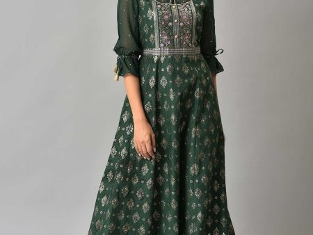 AURELIA Green Ethnic Motifs Ethnic Maxi Maxi Dress Online Sale