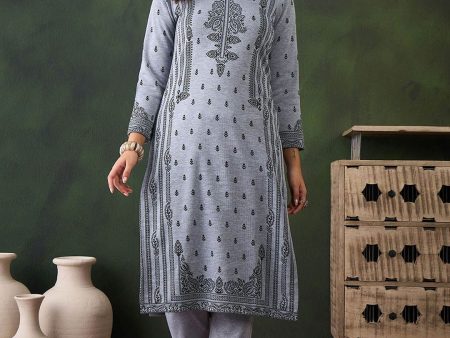 Sangria Self Design Winter Kurta & Trouser Fashion